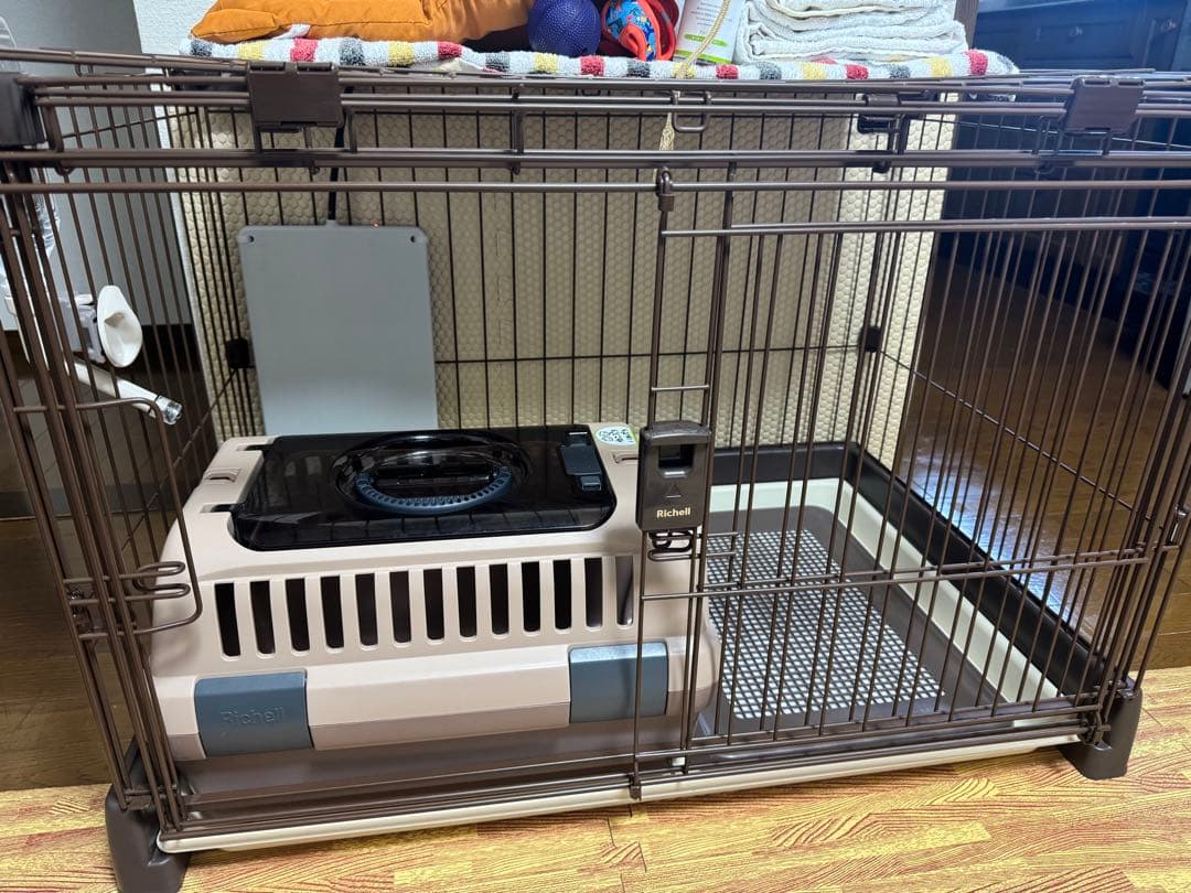 Richell 犬用ケージ 90-60 前面パネル開放　屋根付き