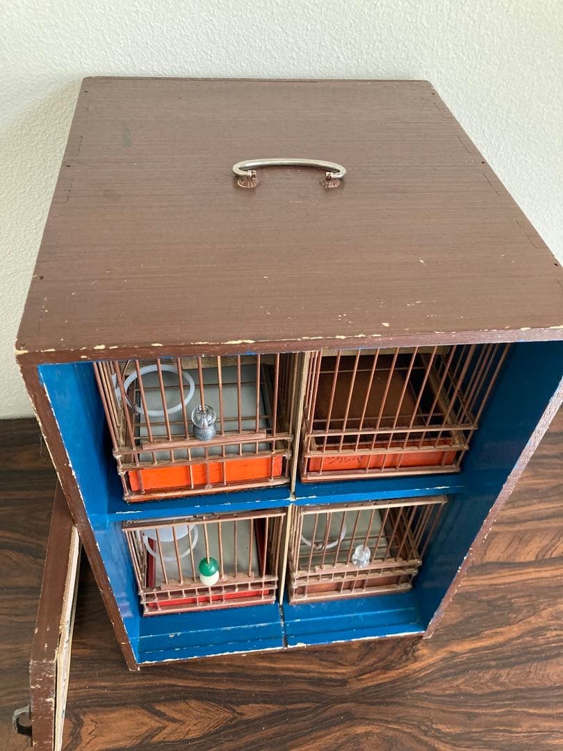 竹細工　めじろ　鳥かご　4個　木製天然木　寝かせ箱　セット