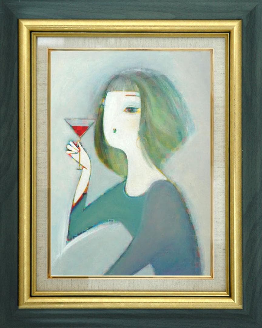 油絵 絵 絵画 インテリア 額付(黒) F6-050313 人物 女性像