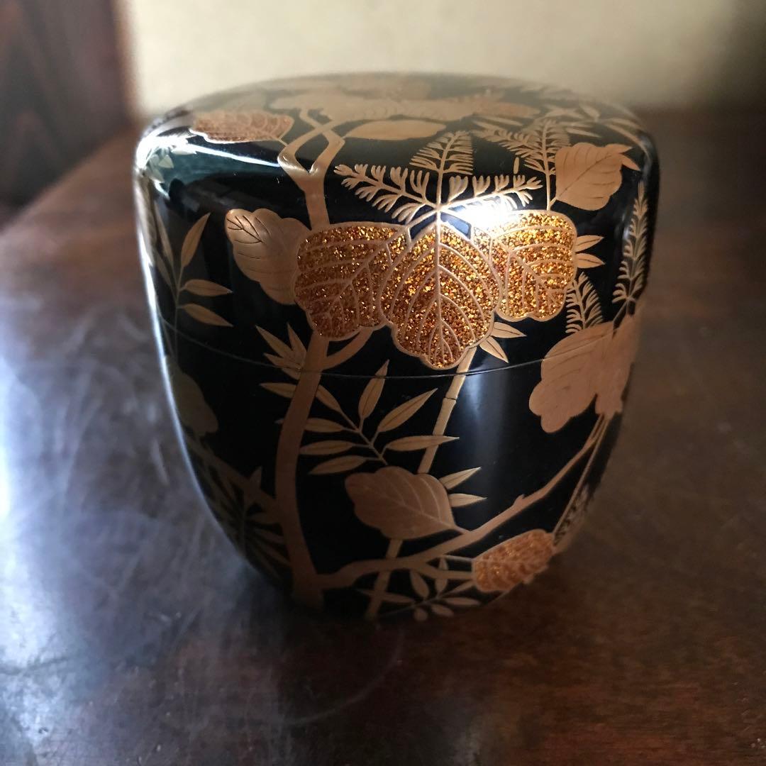 美品　希少　茶道具　棗　大棗　嵯峨蒔絵　村田宗覚　直径7×高7cm