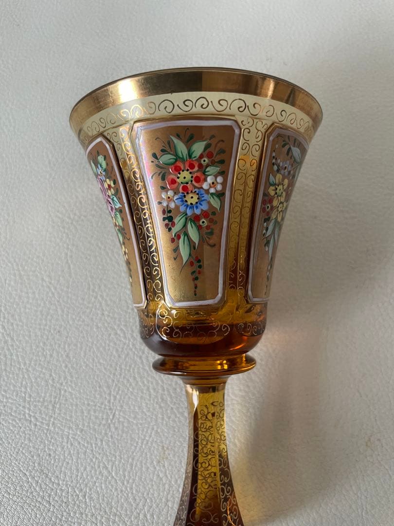 エーゲルマン ハンドベル 呼び鈴 チェコ共和国 製 ボヘミアガラス アンバー