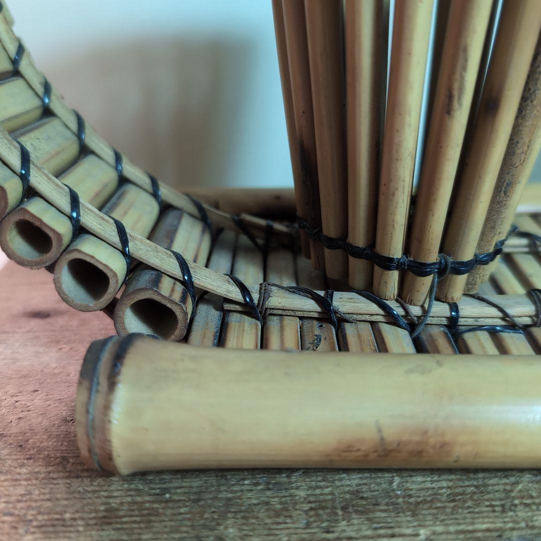 竹製装飾品 円形フレームと花生け　竹細工　竹工芸品