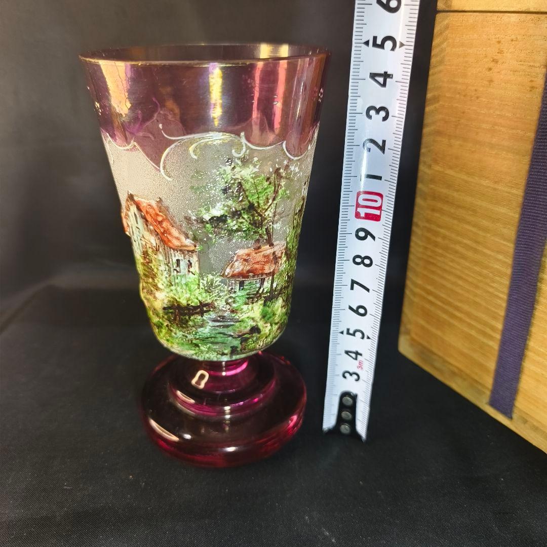 フランスガラス工芸品 手作り金赤グラス 西洋アンティーク 蒐集家放出美品 骨董