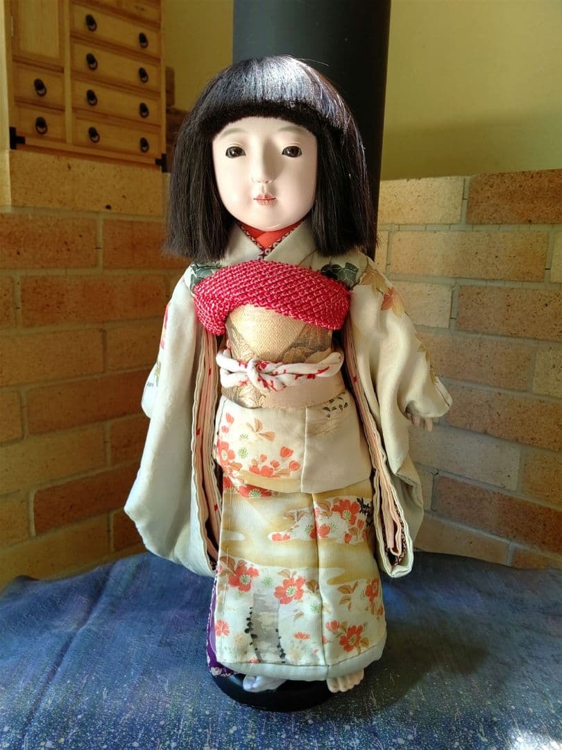 市松人形 銘はありませんが光龍斎です 昭和初期 大正の手描友禅 髪張り替え済み