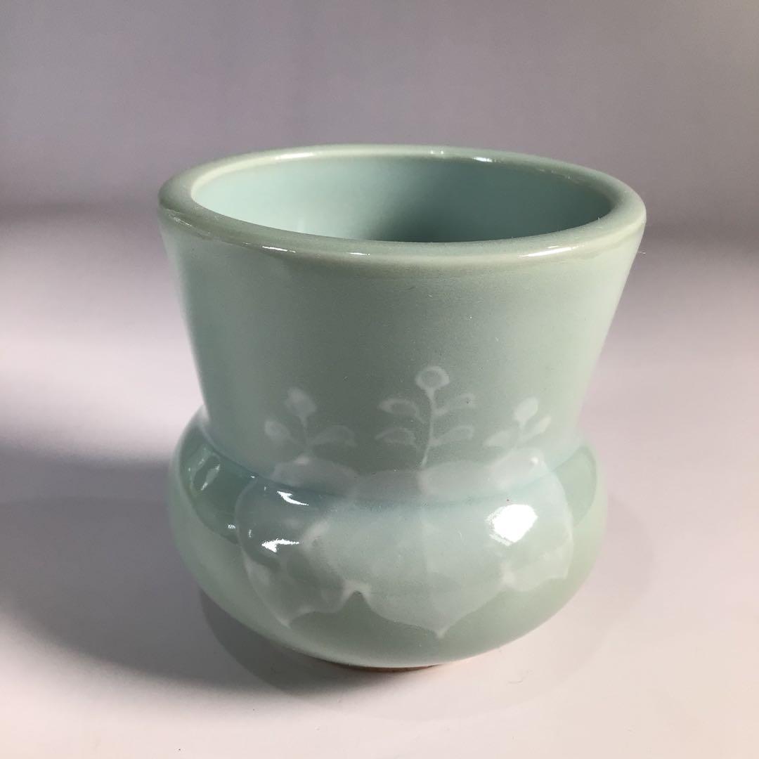 Ｍ５６６　皆具　『京焼』『平安静山造』『桐文』『青磁皆具』　共箱　茶道具