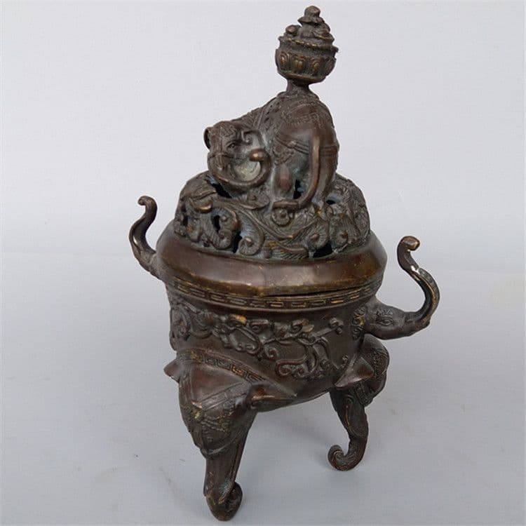 銅器 香炉 吉祥象薫香炉 仏堂香具茶台 置物 装飾品 工芸品