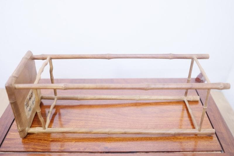 ◆文竹　欅　高台　飾り台　竹細工　盆栽台　古美術