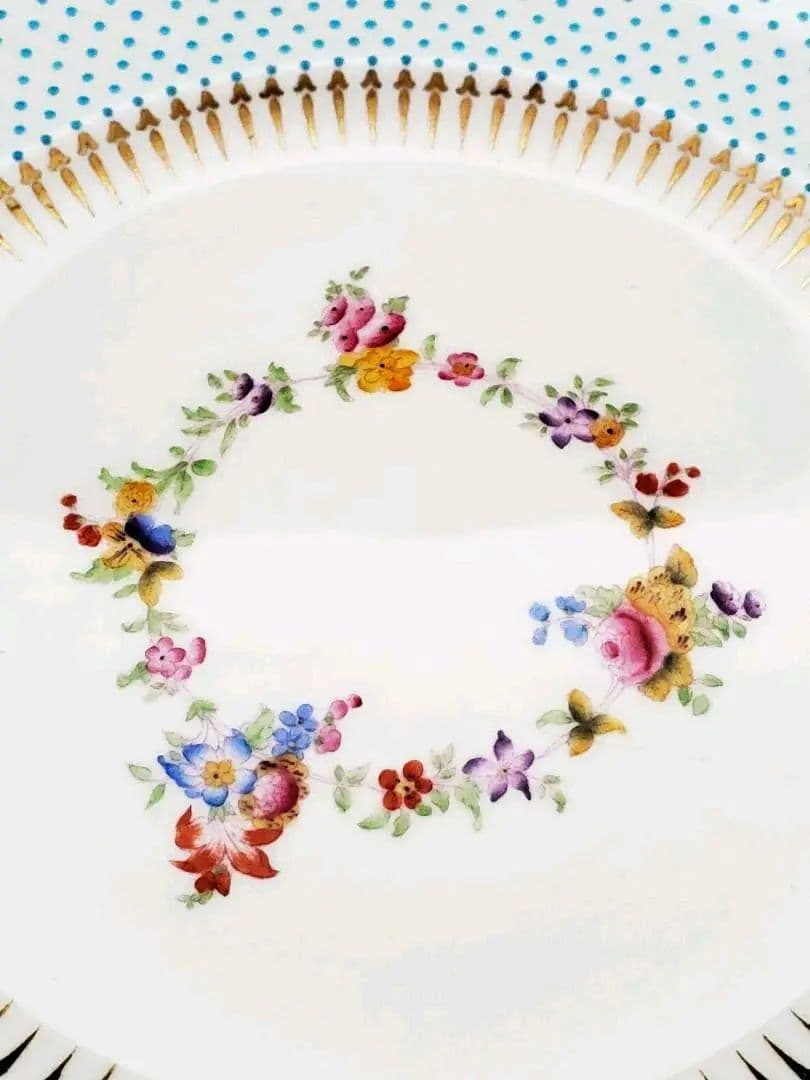 オールドミントン ドットプレート 19世紀 25cm