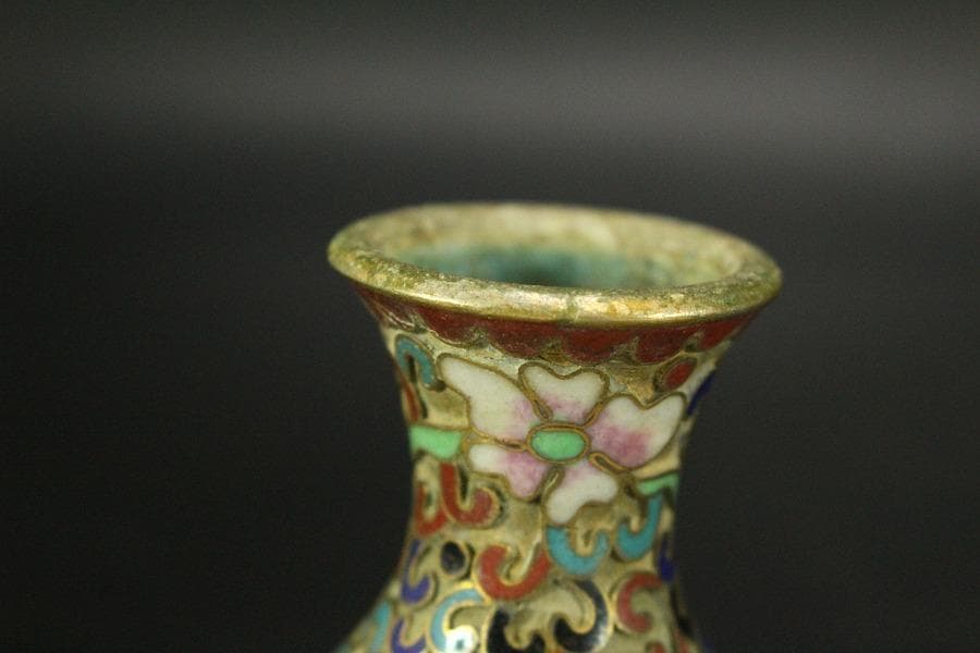 中国美術 七宝 小瓶 壷 高7.7cm(LC536)