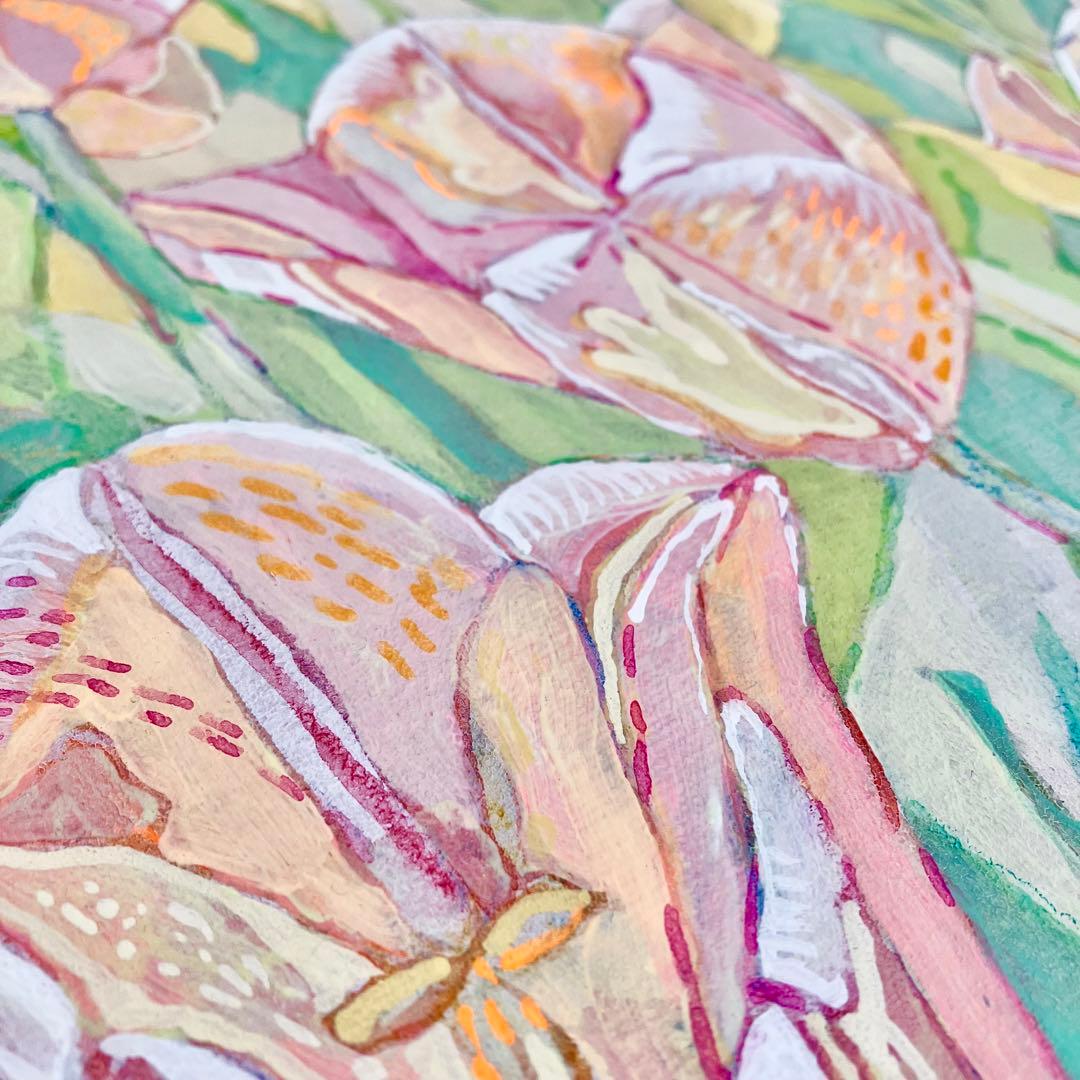 チューリップ＊油絵　絵画　油彩画　春　花　風景画