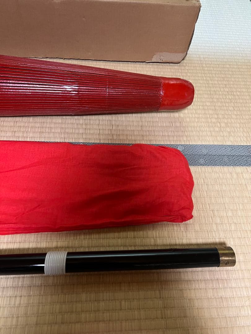 茶道具　野点傘　赤　袋と箱付き