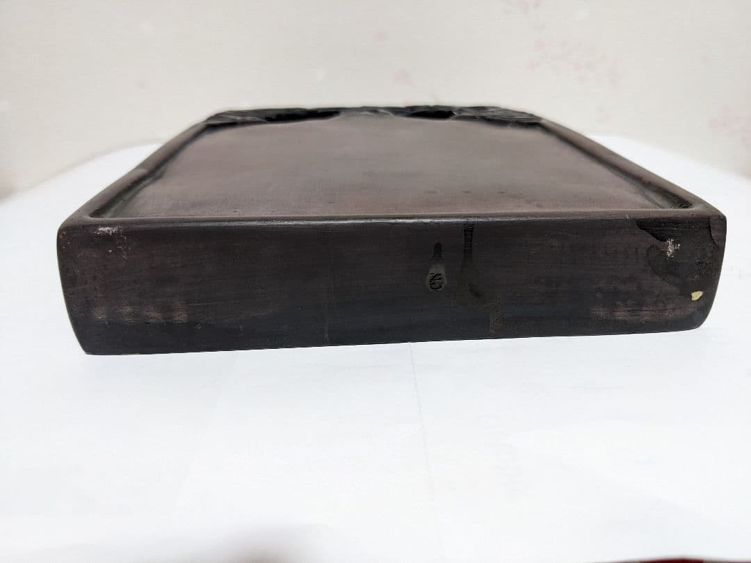 ♦中国古玩 楼閣 龍 漢詩刻紋入 老硯 古硯 古玩 文房四宝 古美術品 骨董品