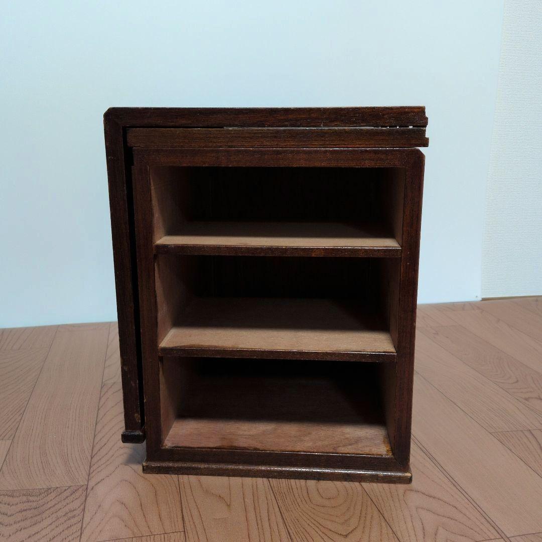 片袖机レトロ木製折りたたみ座机　テーブル 引き出し3つ付き文机