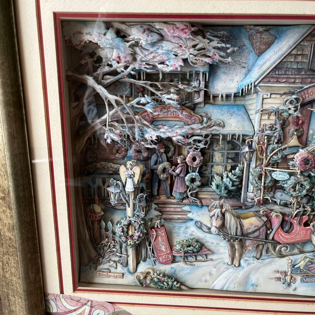 冬景色 立体3Dアート 絵画　額入り