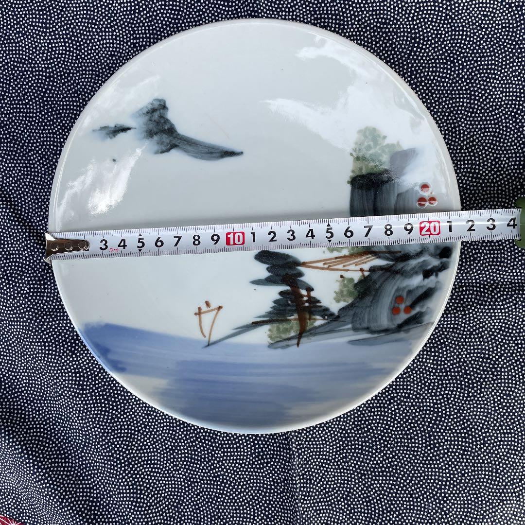 7寸染付絵皿　山水画　骨董品