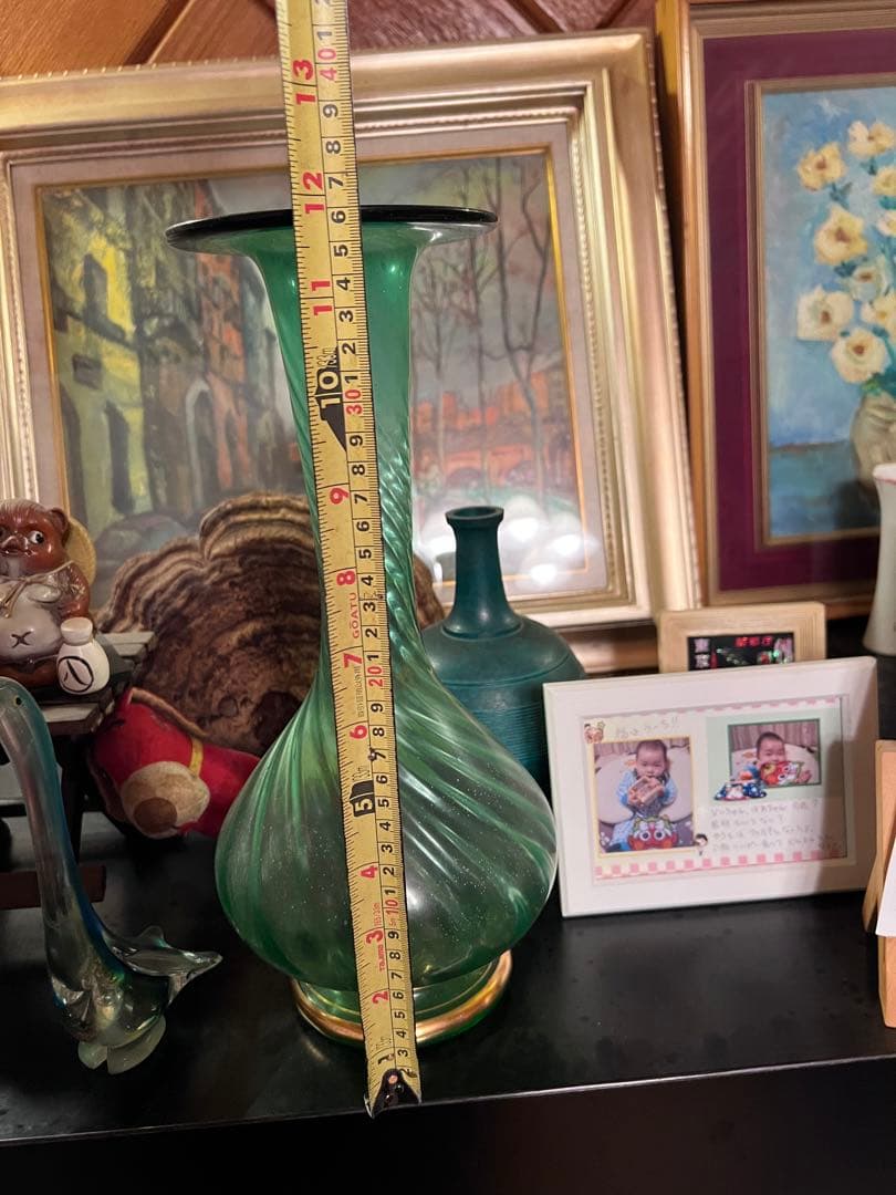 花瓶　一輪挿し　ガラス細工　可愛い　お花柄　金