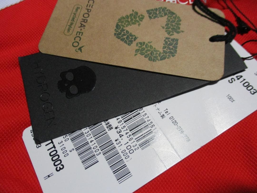 【ハイドロゲン・テニス】インレイ・テックＴシャツ★未使用★S★レッド×ホワイト