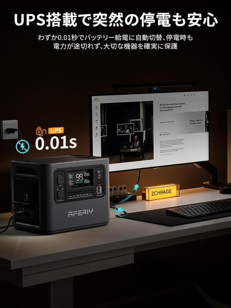 【ほぼ新】AFERIY P280 ポータブル電源 大容量2048Wh PSE認証