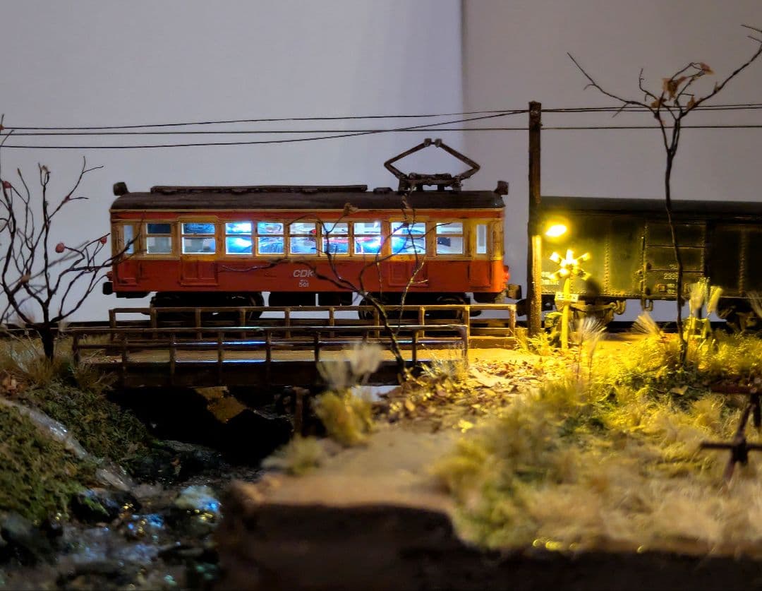 林*和様 Nゲージ・ジオラマ【貨車を繋いだ地鉄電車・秋】※車両付き