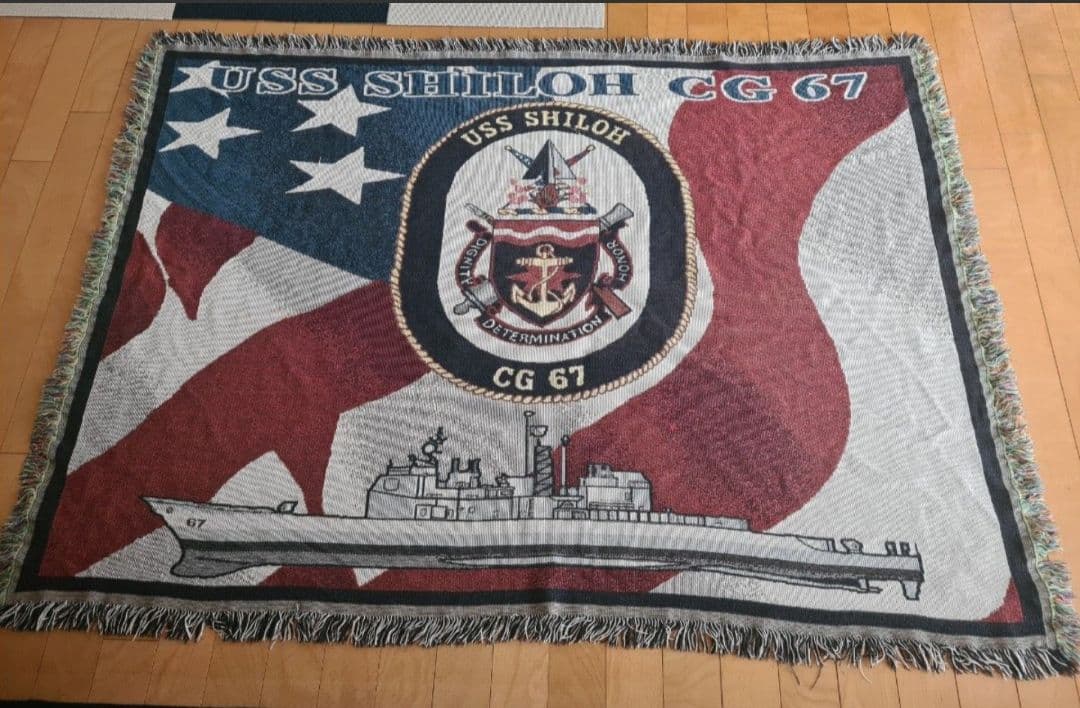 【★非常レア★米軍放出品】USS CG67 SHILOH船マーク付きブランケット