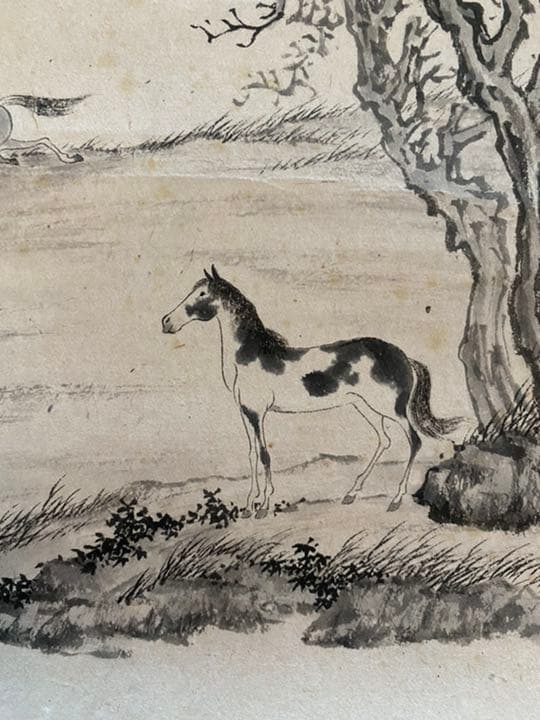 中国絵 馬図 肉筆 溥儒