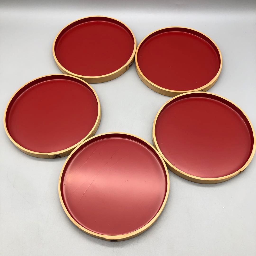 大館工芸社秋田杉天然木曲げわっぱ銘々皿5枚セット高級伝統工芸品カシュー樹脂塗装