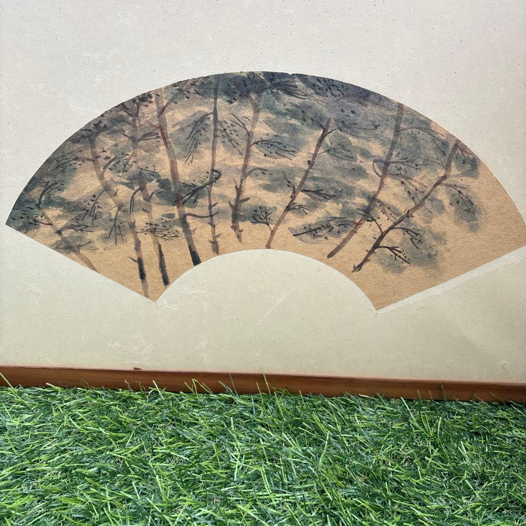 和風アート 扇形の絵画 4点セット
