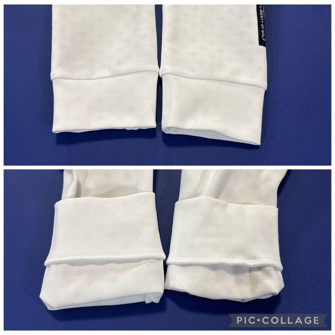 パーリーゲイツ　長袖　モックネックシャツ　ホワイト　総柄　ロゴ　0/S