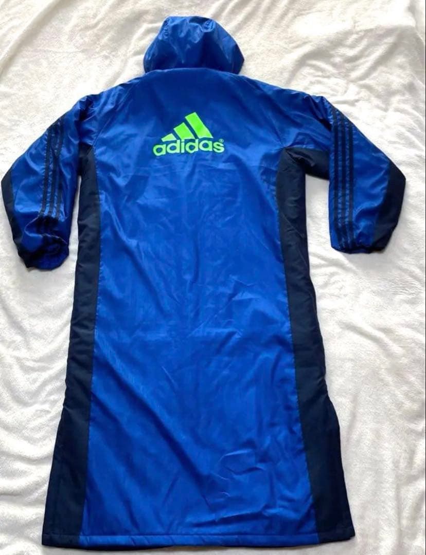 adidasベンチコート　ロングコート　青