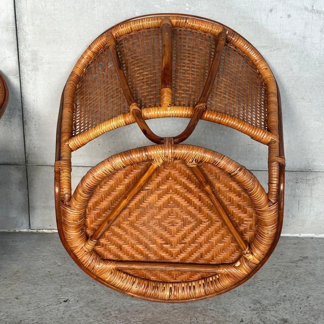 ꧁オールドラタン꧂籐ラタンフレーム 座椅子 ナチュラル天然素材　2脚セット