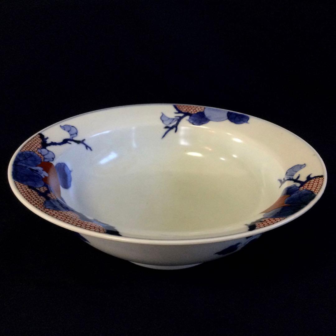 十二代柿右衛門造 染錦 柿絵鹿の子地紋 菓子器 鉢 うず福銘 木箱付 K428