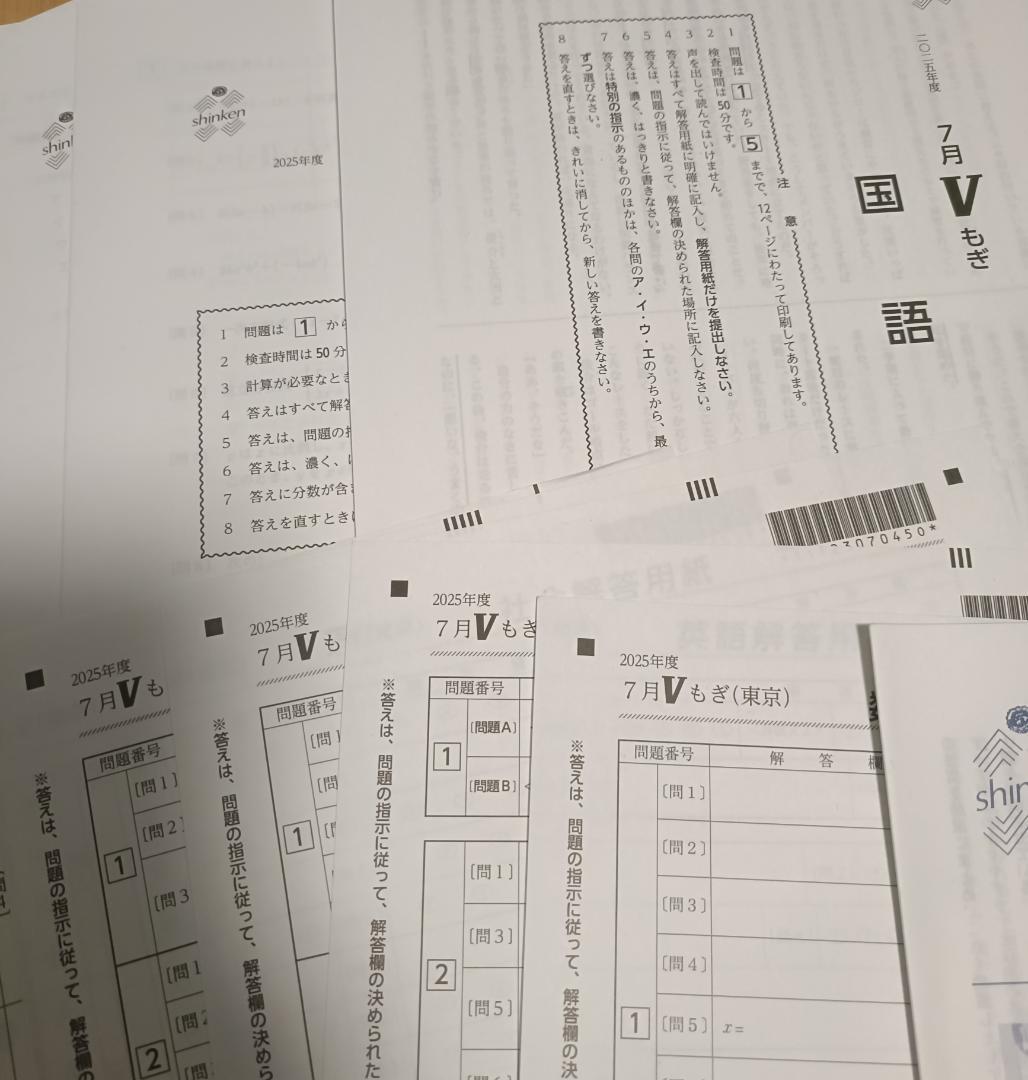 6回分　2025年度Vもぎ　解答用紙つき　進学研究会　都立　高校受験