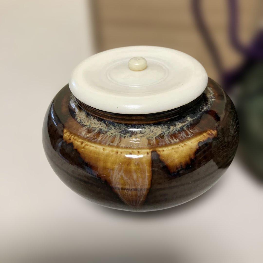 茶道具 大海茶入 桶谷定一作 共箱 仕覆付