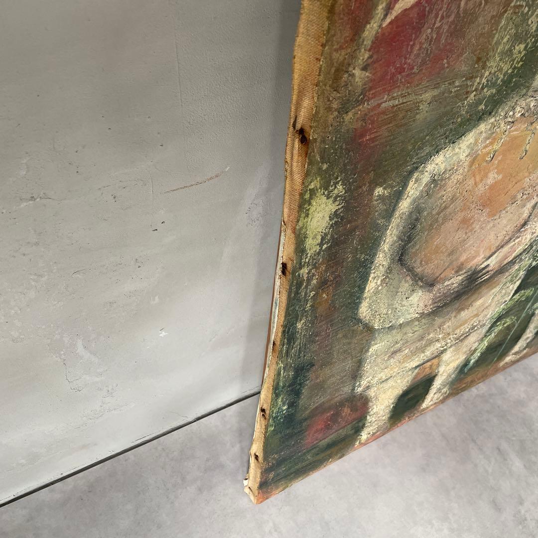 木製フレーム　キャンバス　油彩画　抽象画　人物　ヴィンテージ　画家　作家　手描き