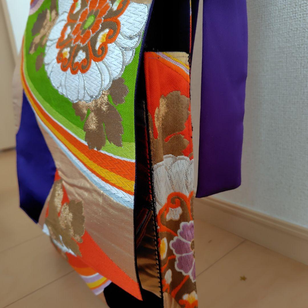 お琴カバー【紫】着物帯 ゆたん油単ハンドメイド 和楽器 正絹 袋帯 生田流山田流