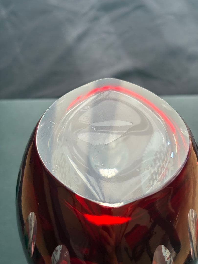 希少美品✨ボヘミアングラス エーゲルマン デカンター 赤×金彩 高級ガラス工芸品