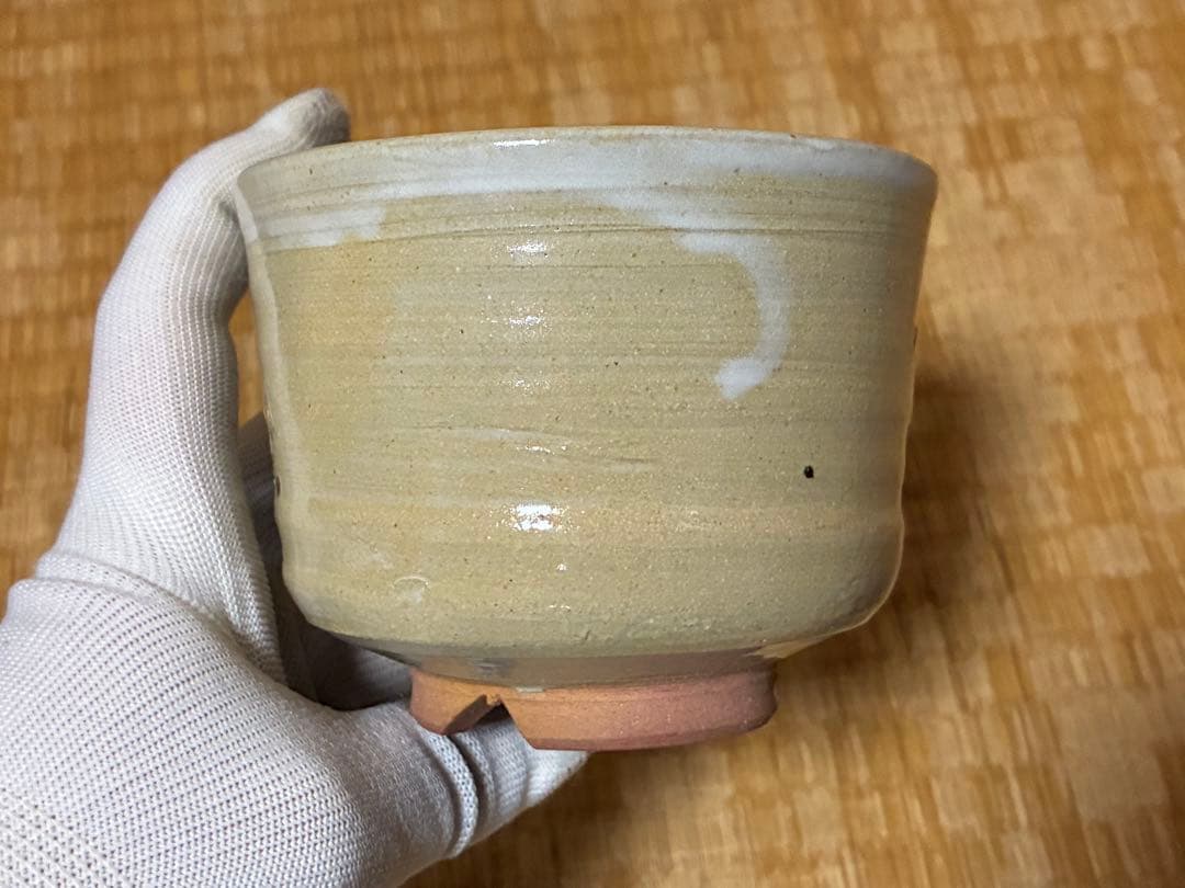 茶道具 布志名焼 鶴彫刻 陶器 茶碗 共箱 【八世　土屋善四郎(雲善) 造】