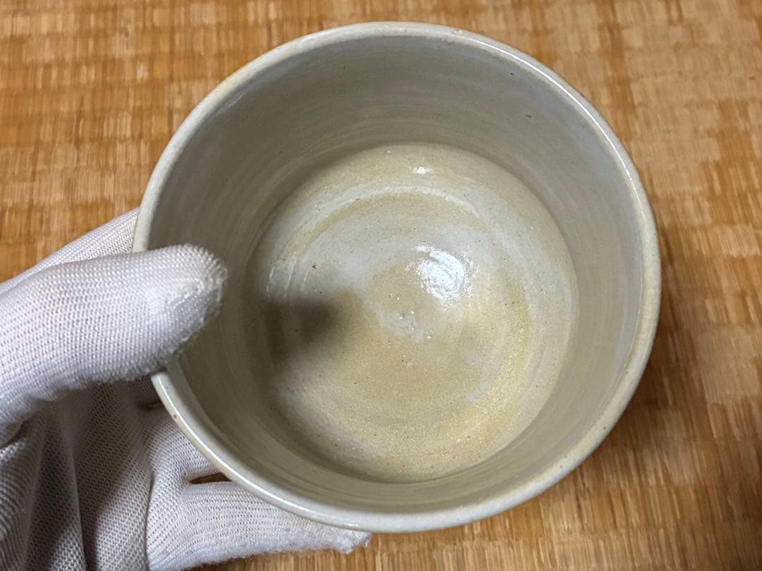 茶道具 布志名焼 鶴彫刻 陶器 茶碗 共箱 【八世　土屋善四郎(雲善) 造】