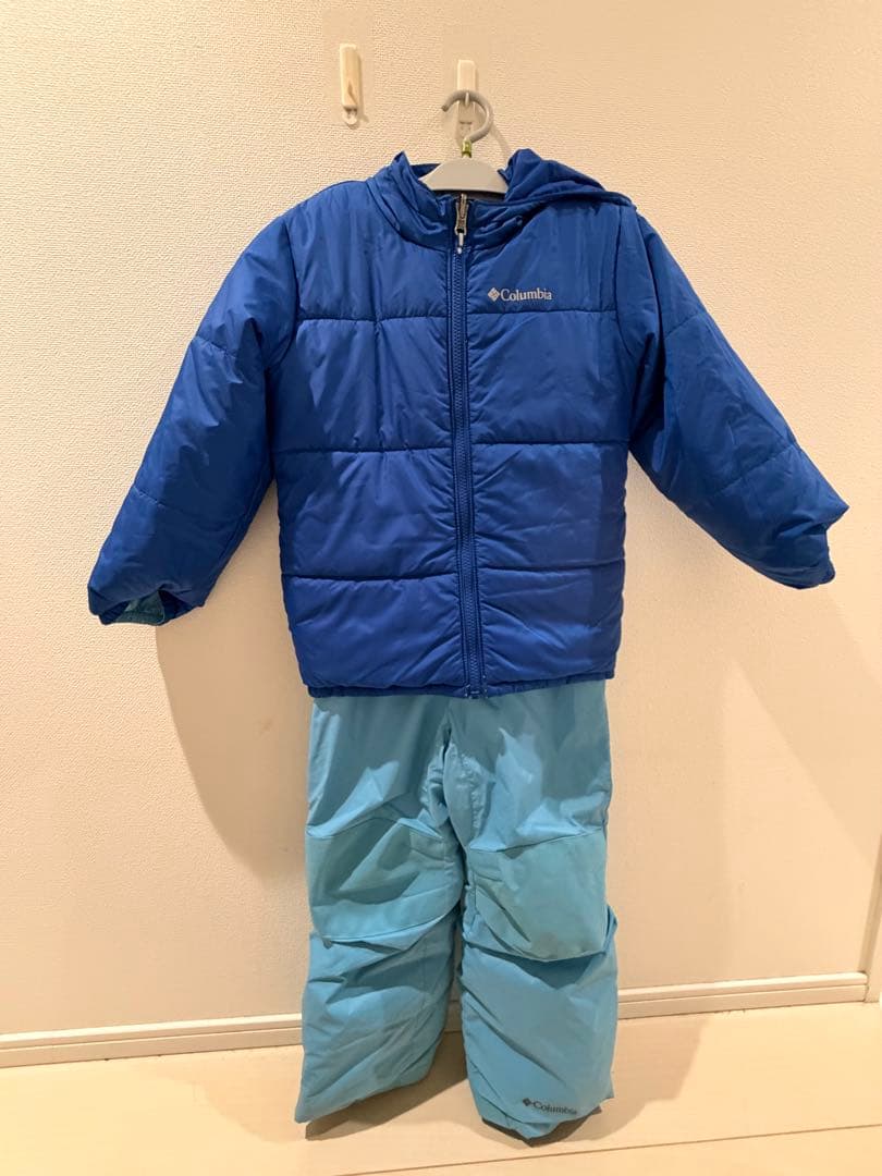 Columbia 子ども用スキーウェア 水色と青 フード付き サイズXS