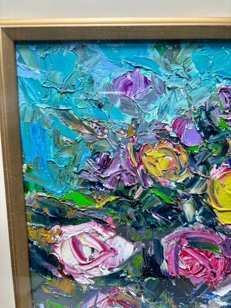 ケ*ん様 #藤田謹三「ばら」1970年 油彩画 額装 直筆サイン