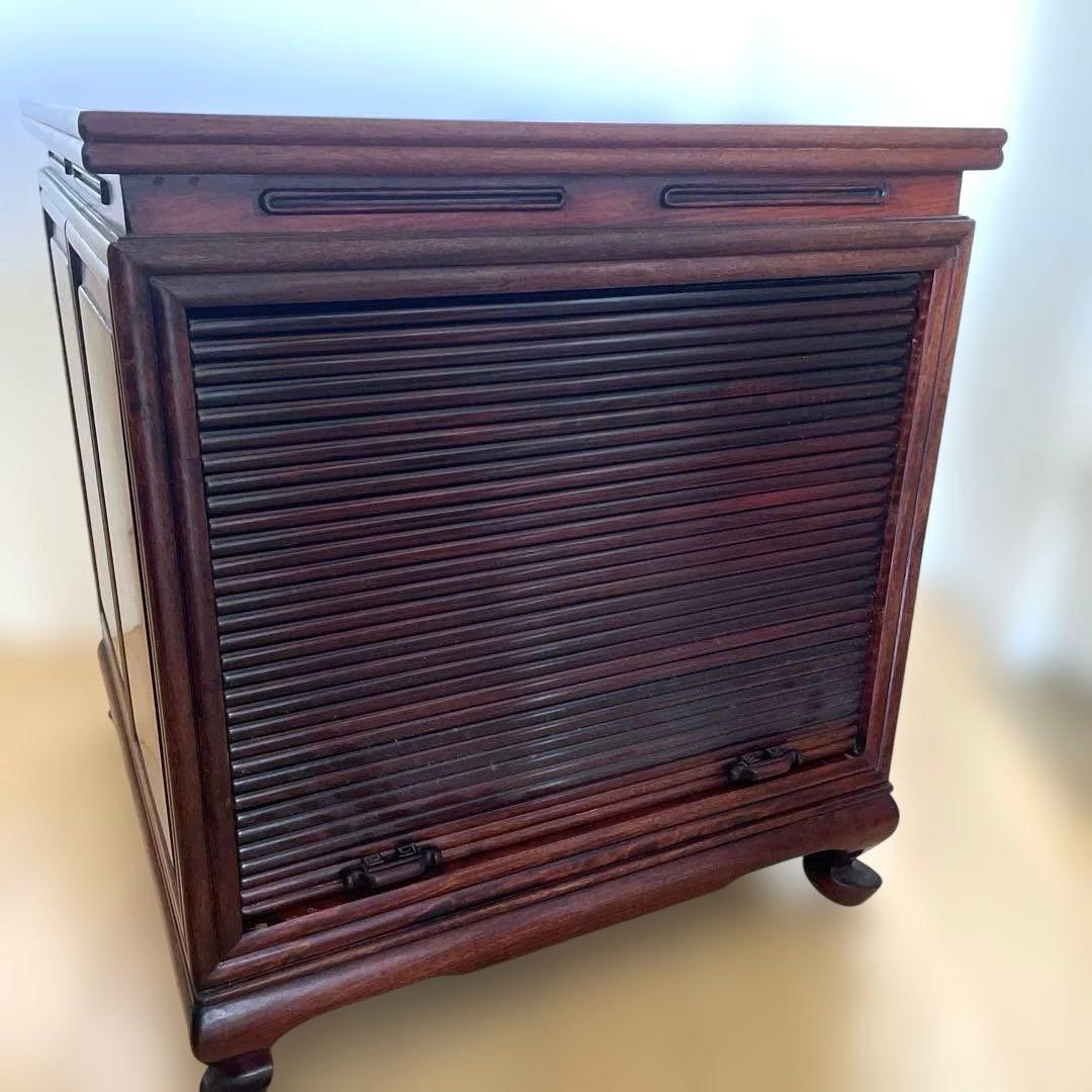 【美品】唐木家具 蛇腹扉•収納付ミニチェスト ヴィンテージ