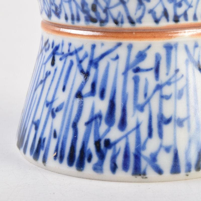 茶道具　京焼　平安昭阿弥造　染付　束柴蓋置　共箱　C　8676