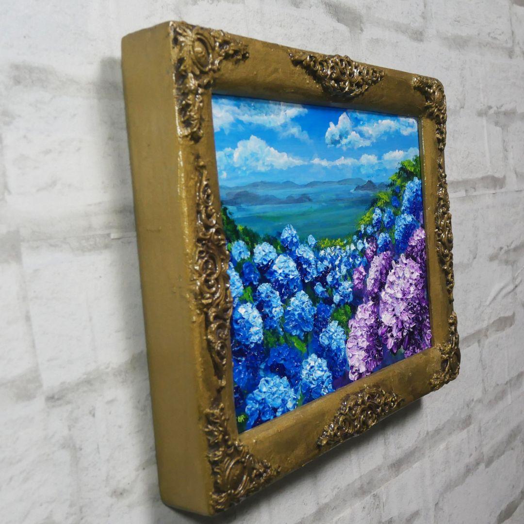 油絵 油彩 油彩画 絵画 絵【紫雲出山の紫陽花】