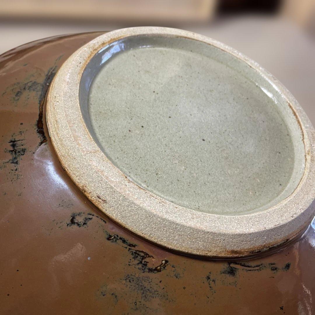 優品大作！！濱田友緒　柿釉赤絵大皿　共箱