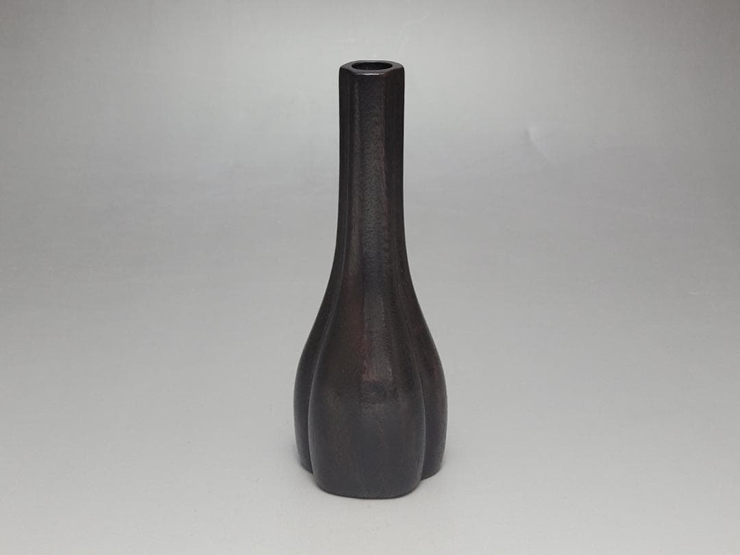 紫 檀造 一輪挿し 花瓶 明清時代 高さ約12cm