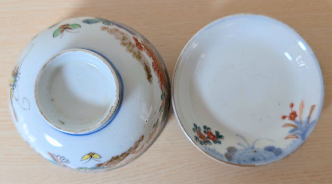 江戸中期 色絵古伊万里 金襴手 花蝶 青花 染付 金彩