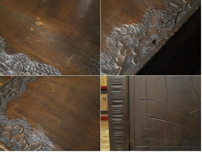 長野県 伝統工芸品 軽井沢彫り 桜 彫刻 4杯抽斗 時代箪笥/整理箪笥/チェスト