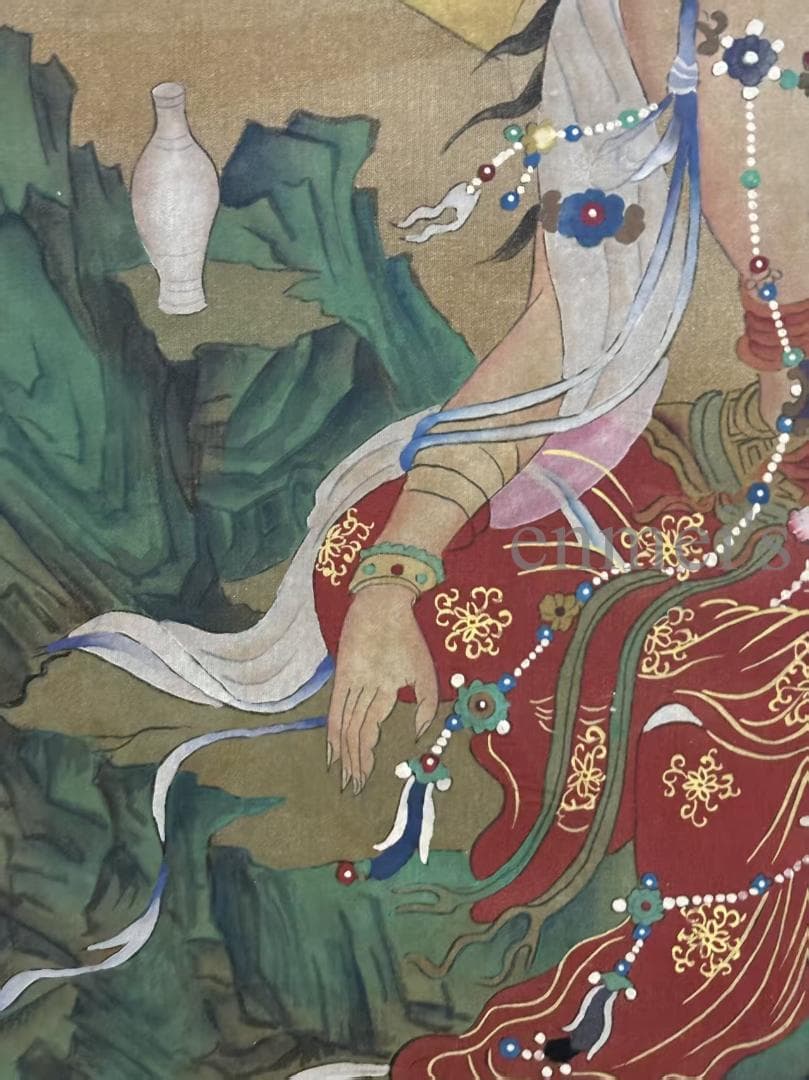 中国古美術 近代 丁観鵬 観音菩薩 掛軸 水墨画 肉筆 中国書画 古美味 中堂画