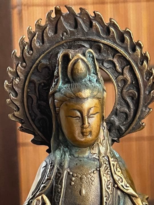 仏教美術 古銅製 観音菩薩像 仏像