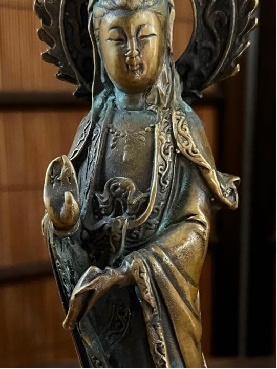 仏教美術 古銅製 観音菩薩像 仏像